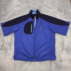 Zero Restriction Short Sleeve Jacket Men L Blue Full Zip Tour Series W395 Golf